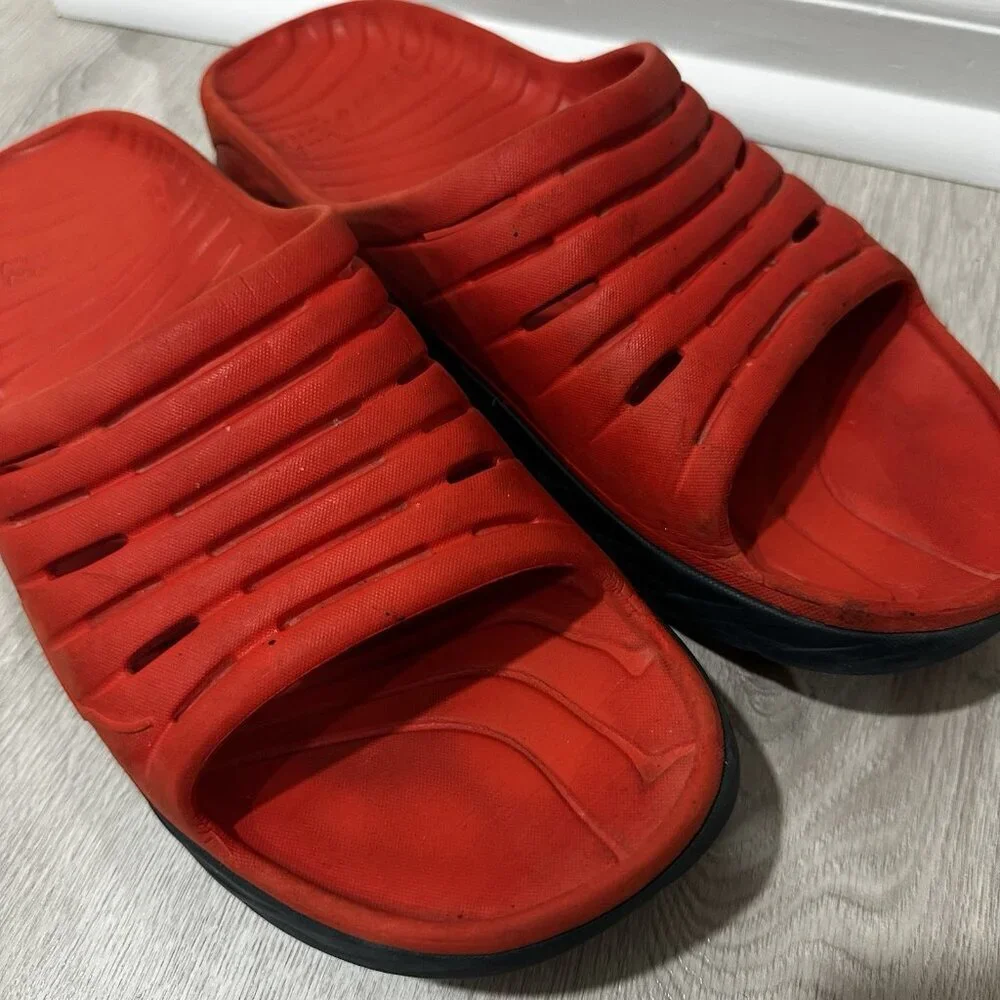 Hoka One Ora Recovery Orange Red Slide Sandals Mens 14‎ Blue Beach Summer Water
